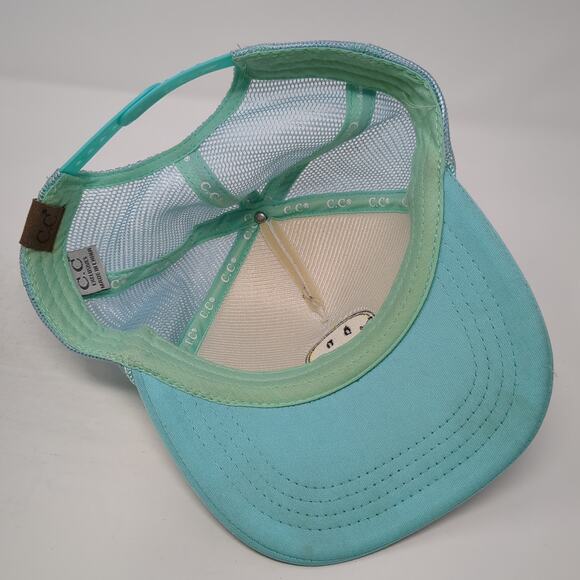 Smiley Face Take It Easy Snapback Rope Trucker Hat Blue One Size C.C - Picture 7 of 9